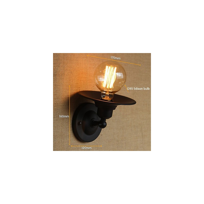 Applique da parete rustica minimalista retrò nera 17 cm