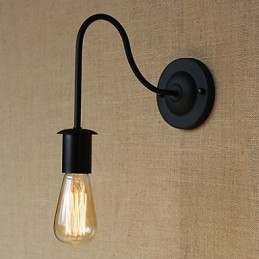 Applique da parete retrò country americano nera con lampadina inclusa E26/E27 40 W