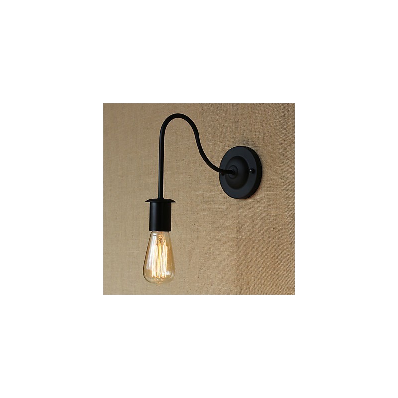 Applique da parete retrò country americano nera con lampadina inclusa E26/E27 40 W