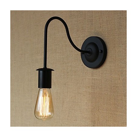 Applique da parete retrò country americano nera con lampadina inclusa E26/E27 40 W