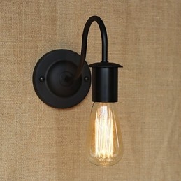 Applique da parete retrò country americano nera con lampadina inclusa E26/E27 40 W