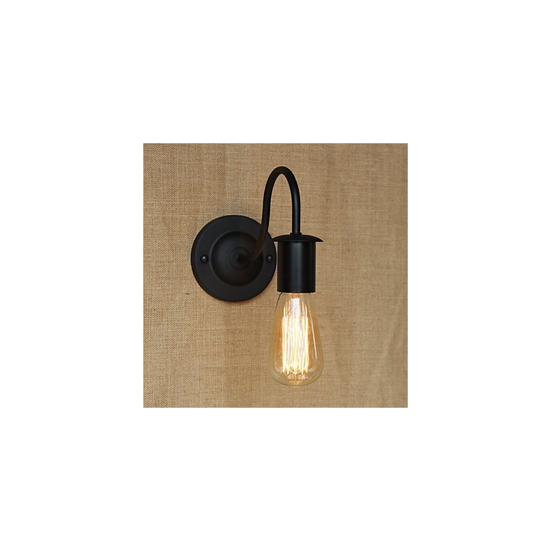 Applique da parete retrò country americano nera con lampadina inclusa E26/E27 40 W