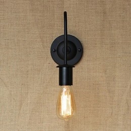 Applique da parete retrò country americano nera con lampadina inclusa E26/E27 40 W