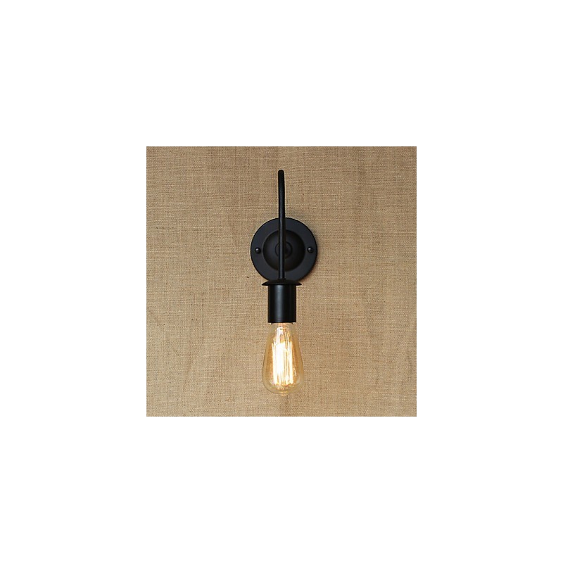 Applique da parete retrò country americano nera con lampadina inclusa E26/E27 40 W