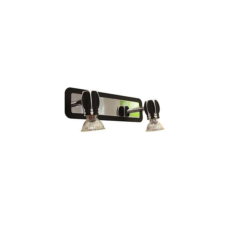 Applique da bagno nera moderna con 2 faretti GU10