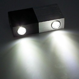 Applique da parete a filo moderna cubica argento e nero LED integrato 2 lampadine