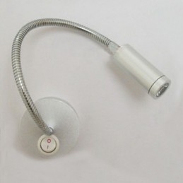 Applique da lettura a braccio oscillante in metallo cromato, LED integrato, 13 cm