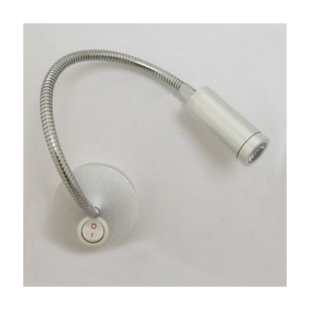 Applique da lettura a braccio oscillante in metallo cromato, LED integrato, 13 cm