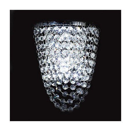 Applique da parete a filo in cristallo e metallo cromato, LED integrato, 2 luci