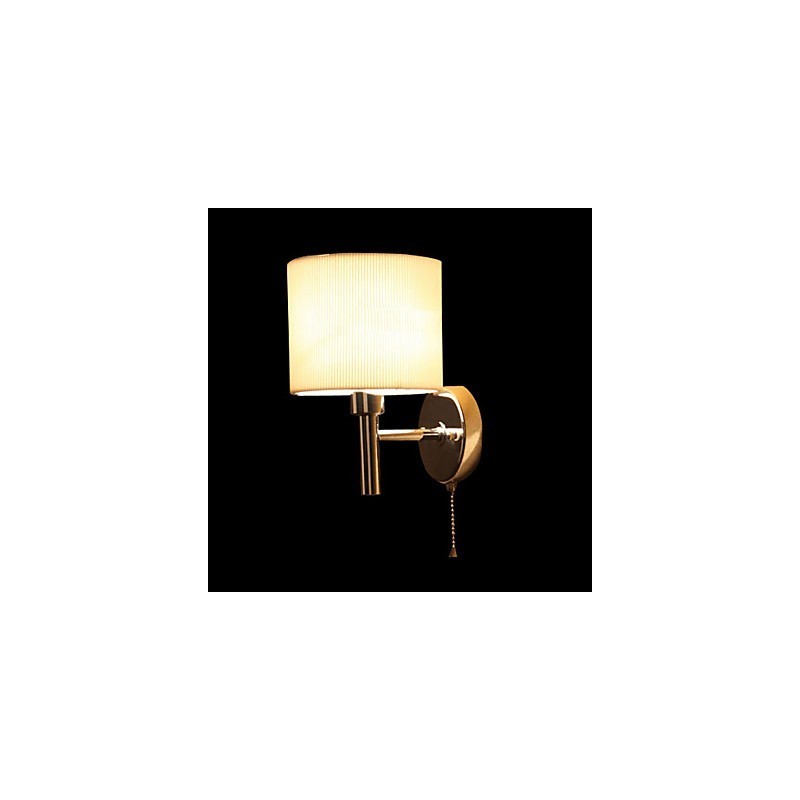 Applique da parete moderna in metallo e tessuto, 1 luce, cilindro bianco