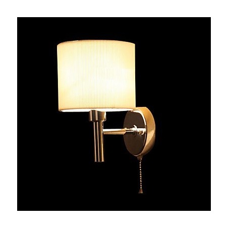 Applique da parete moderna in metallo e tessuto, 1 luce, cilindro bianco