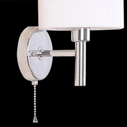 Applique da parete moderna in metallo e tessuto, 1 luce, cilindro bianco
