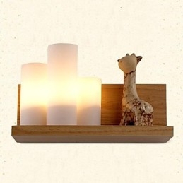 Applique da parete tre luci in vetro e legno/bambù