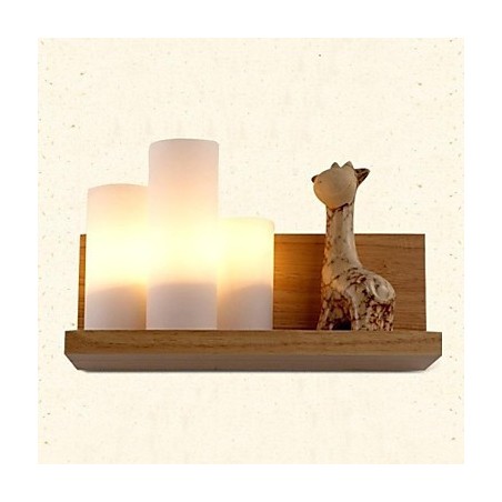 Applique da parete tre luci in vetro e legno/bambù