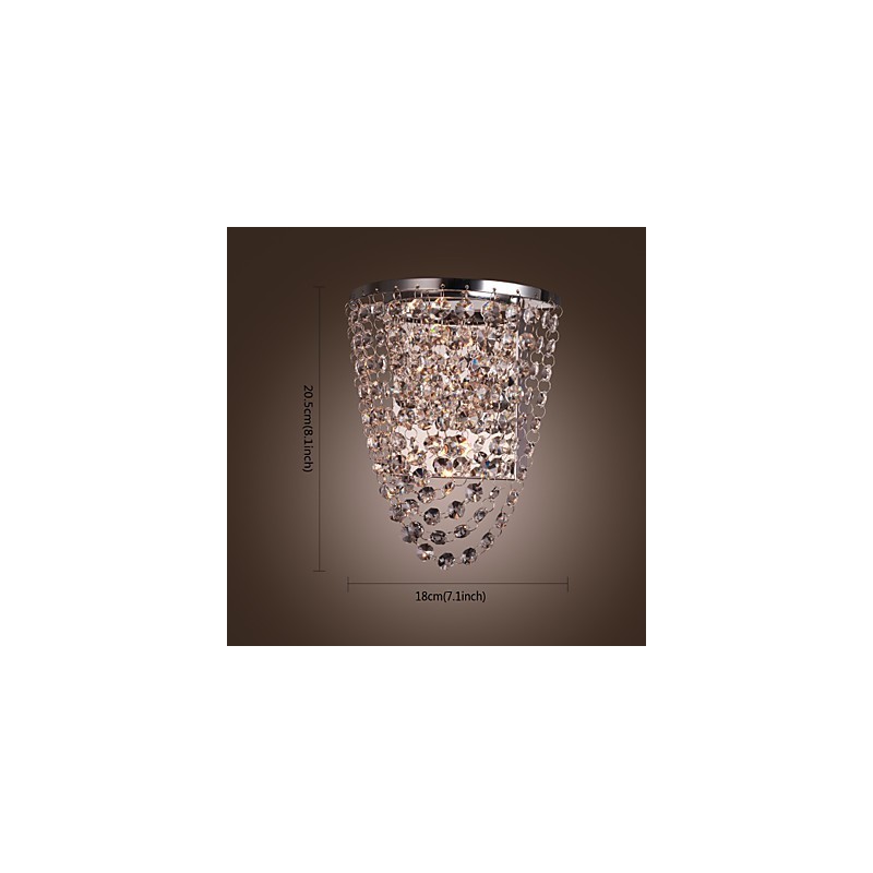 Applique da parete a filo in metallo e cristallo cromo LED integrato