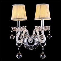 Applique da parete a candela in cristallo e vetro, stile moderno, 2 luci E12/E14
