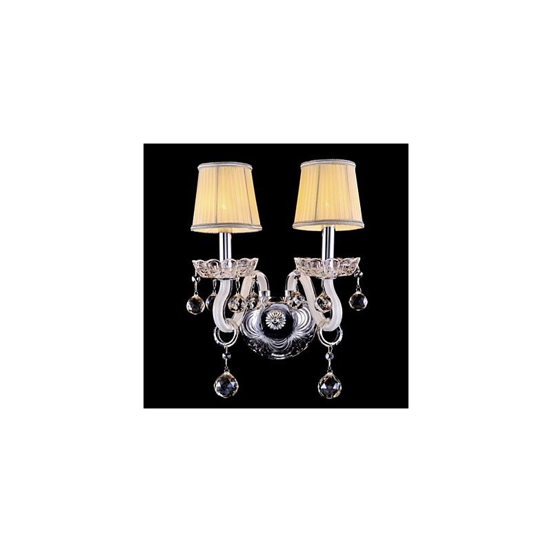 Applique da parete a candela in cristallo e vetro, stile moderno, 2 luci E12/E14