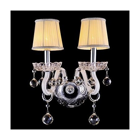 Applique da parete a candela in cristallo e vetro, stile moderno, 2 luci E12/E14
