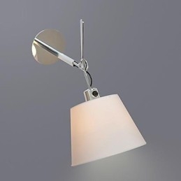 Applique da parete con braccio oscillante, moderna contemporanea, metallo e tessuto, E26/E27