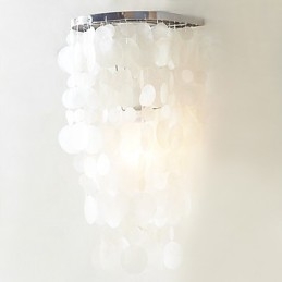 Applique da parete a filo moderna cromata con paralume bianco, 1 luce E12/E14