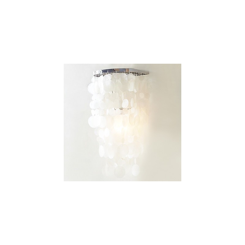 Applique da parete a filo moderna cromata con paralume bianco, 1 luce E12/E14