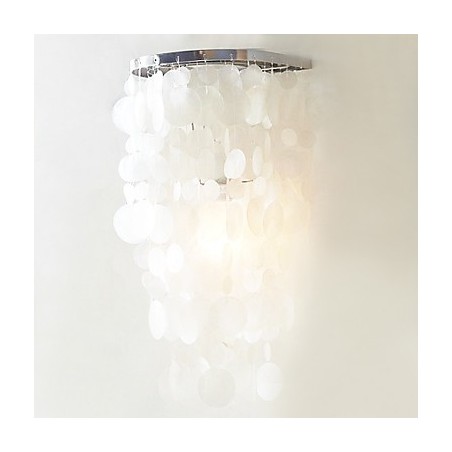 Applique da parete a filo moderna cromata con paralume bianco, 1 luce E12/E14