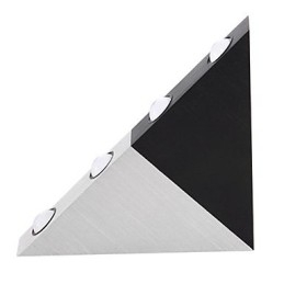 Applique da parete moderna triangolare nero e argento con LED integrato