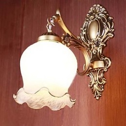 Applique da parete bagno classica 1 luce in metallo e vetro dipinto