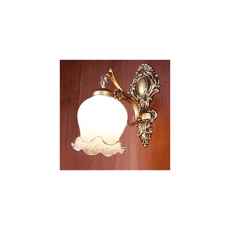 Applique da parete bagno classica 1 luce in metallo e vetro dipinto