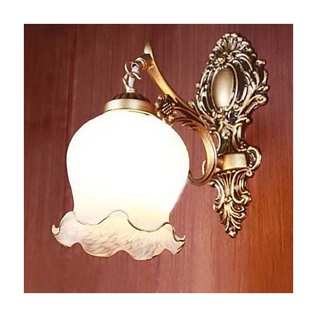 Applique da parete bagno classica 1 luce in metallo e vetro dipinto