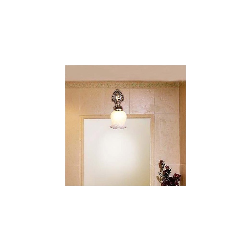 Applique da parete bagno classica 1 luce in metallo e vetro dipinto