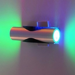Applique da parete a filo Mini in metallo argento, LED integrato, 2 lampadine