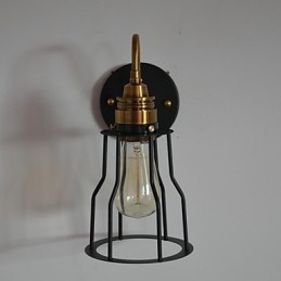 Applique da parete artistica minimalista con paralume scheletrico in vetro e struttura in metallo nero