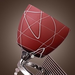 Applique da parete moderna cromata con paralume in vetro rosso 1 luce