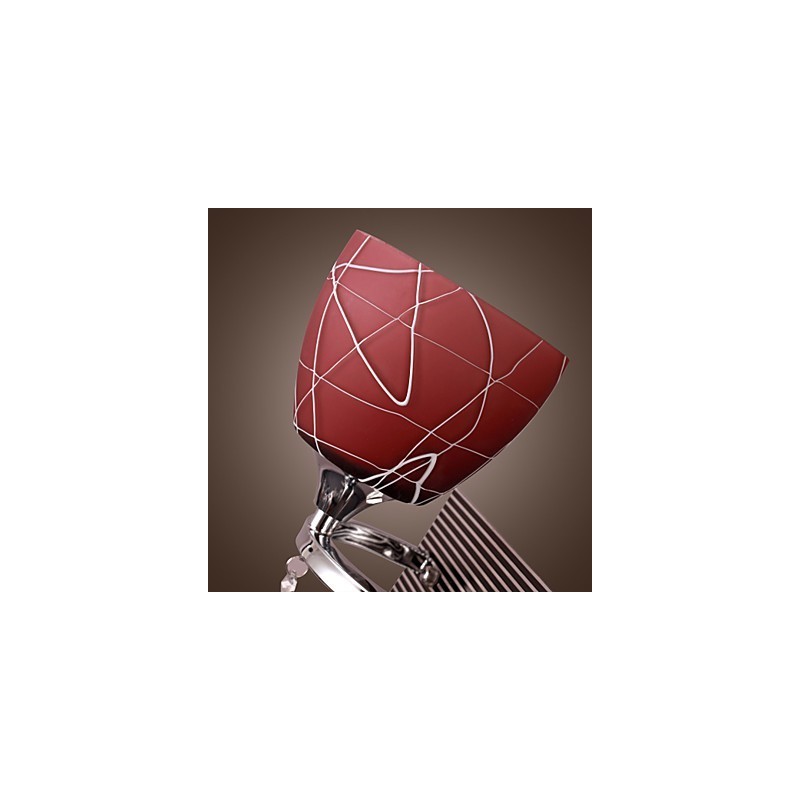 Applique da parete moderna cromata con paralume in vetro rosso 1 luce