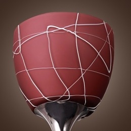 Applique da parete moderna cromata con paralume in vetro rosso 1 luce