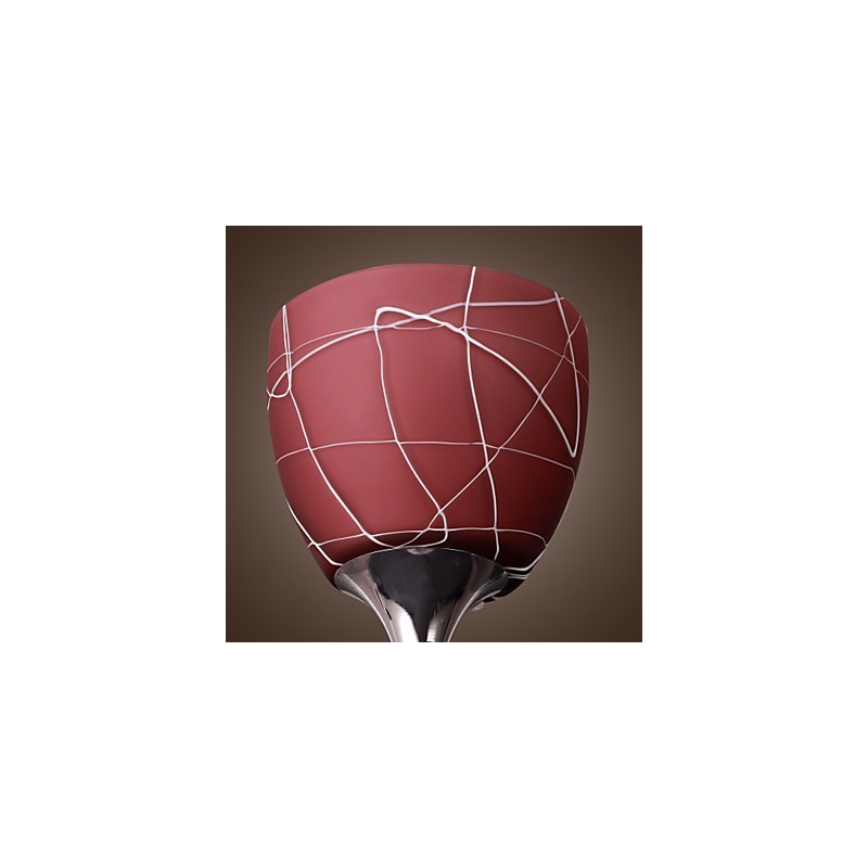 Applique da parete moderna cromata con paralume in vetro rosso 1 luce