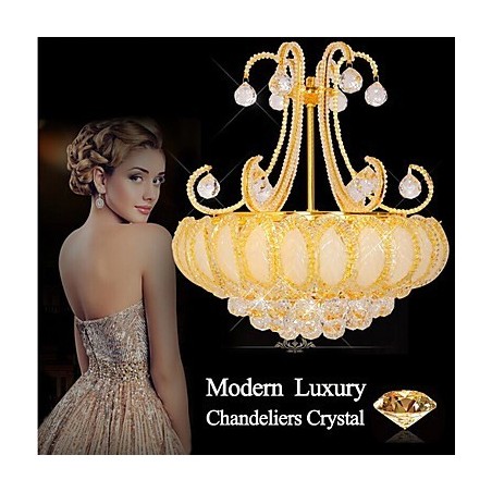 Lampadario moderno in cristallo con pendente, diametro 50 cm, 8 lampadine