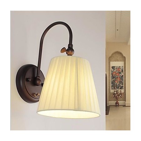 Applique da parete in ferro con paralume in tessuto 1 luce nero beige