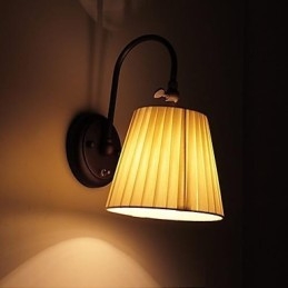 Applique da parete in ferro con paralume in tessuto 1 luce nero beige