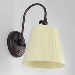 Applique da parete in ferro con paralume in tessuto 1 luce nero beige
