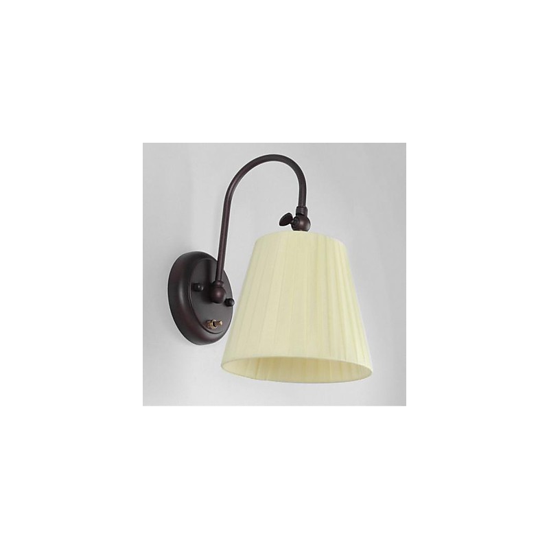 Applique da parete in ferro con paralume in tessuto 1 luce nero beige