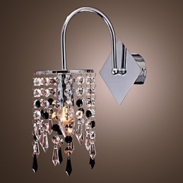 Applique da parete con goccia di cristallo elegante, cromo