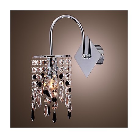 Applique da parete con goccia di cristallo elegante, cromo