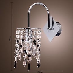 Applique da parete con goccia di cristallo elegante, cromo