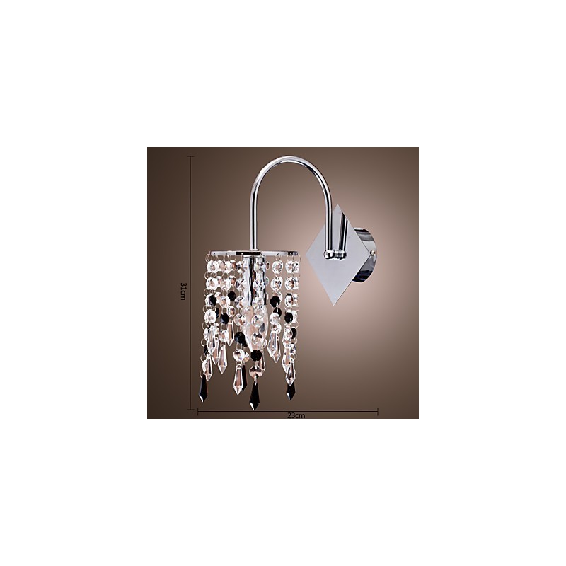 Applique da parete con goccia di cristallo elegante, cromo