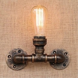 Applique da parete decorativa piccola con tubo dell'acqua semplice Nostalgia in ottone antico