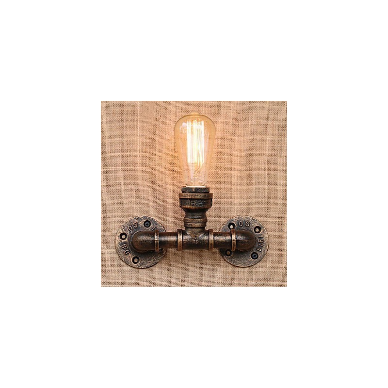 Applique da parete decorativa piccola con tubo dell'acqua semplice Nostalgia in ottone antico