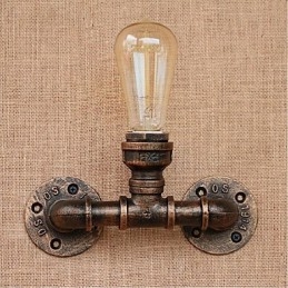 Applique da parete decorativa piccola con tubo dell'acqua semplice Nostalgia in ottone antico