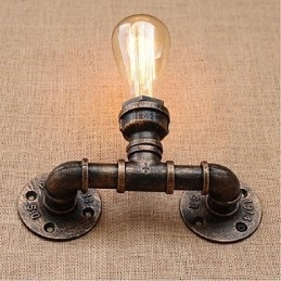 Applique da parete decorativa piccola con tubo dell'acqua semplice Nostalgia in ottone antico